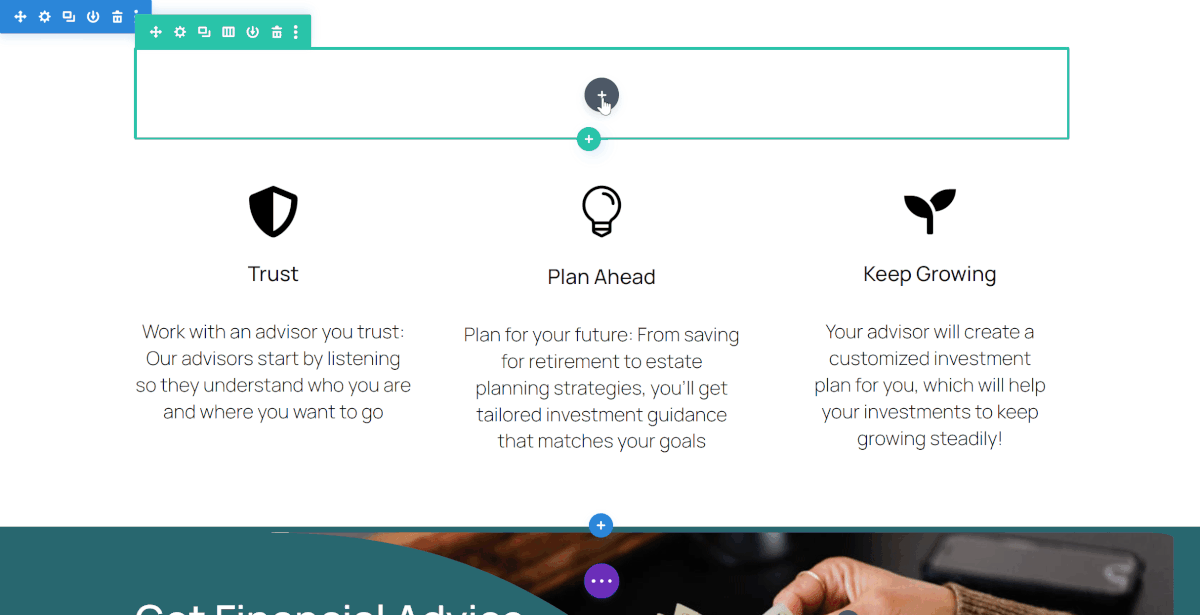 adding heading module in Divi
