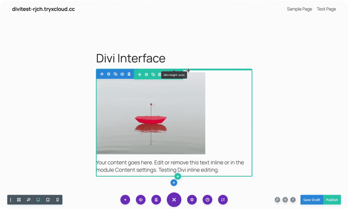 Divi change spacing via drag and drop interface