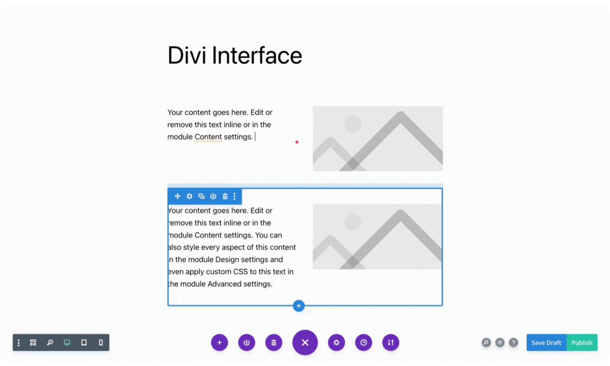 Divi inline text editing within module