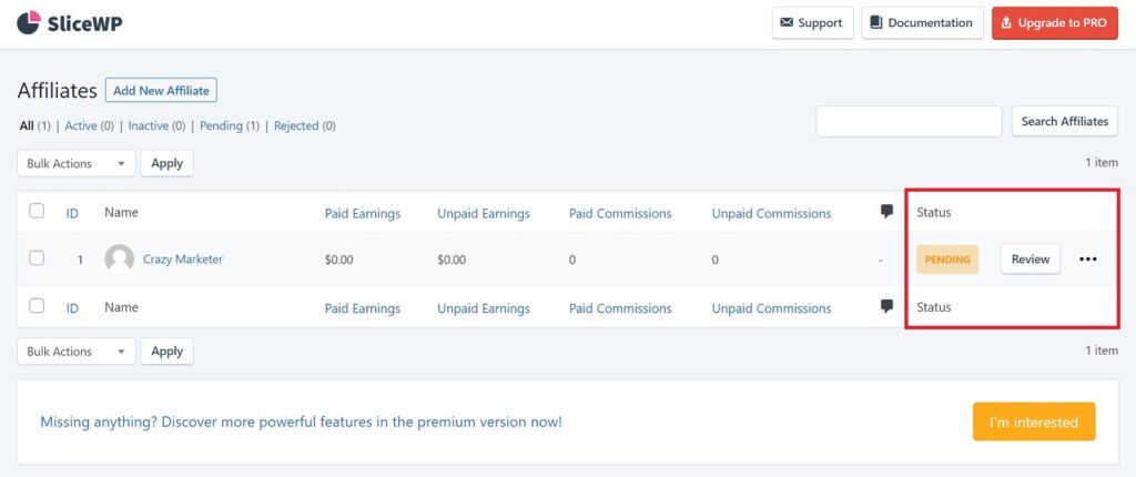 SliceWP Affiliates Page