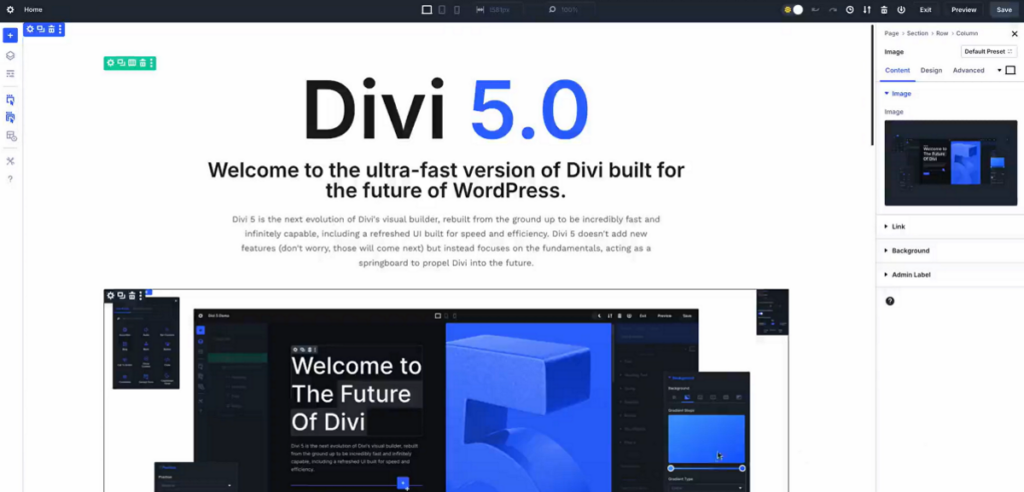 Divi 5 interface