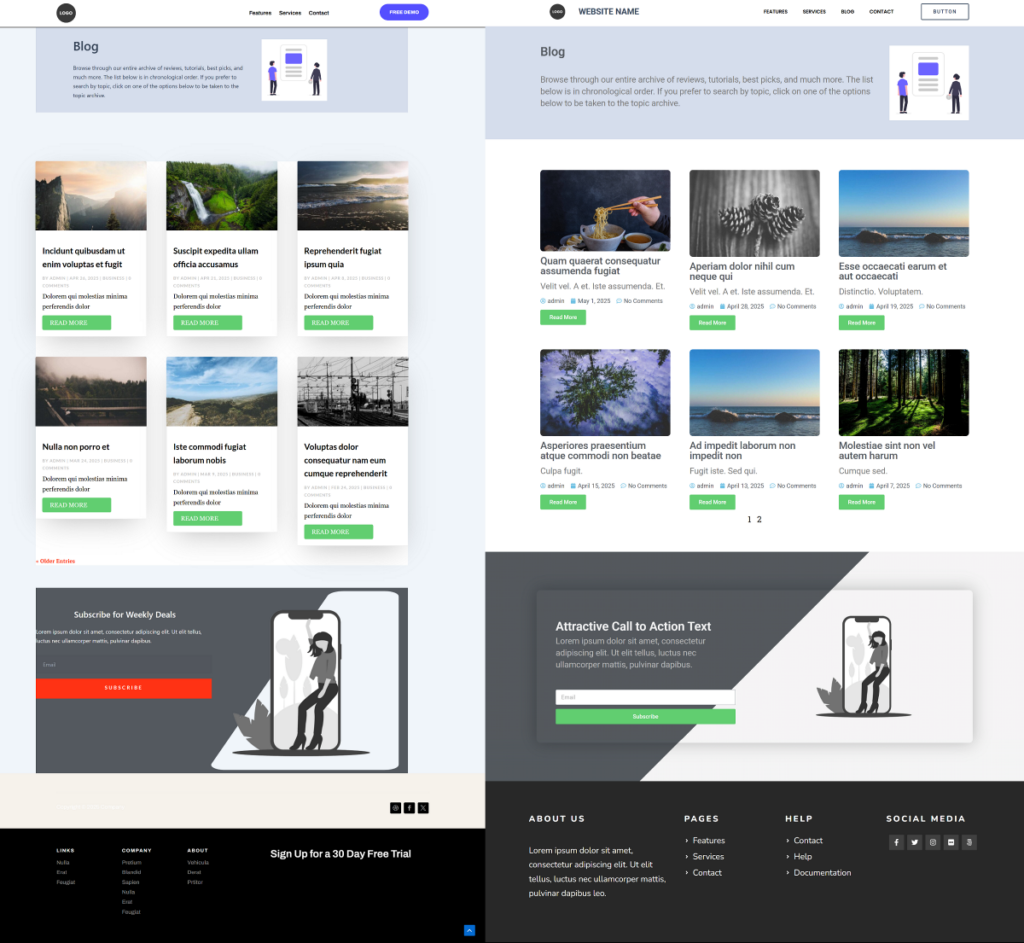 Divi and Elementor complex page