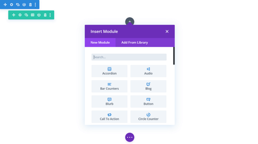 Divi module list in a popup window