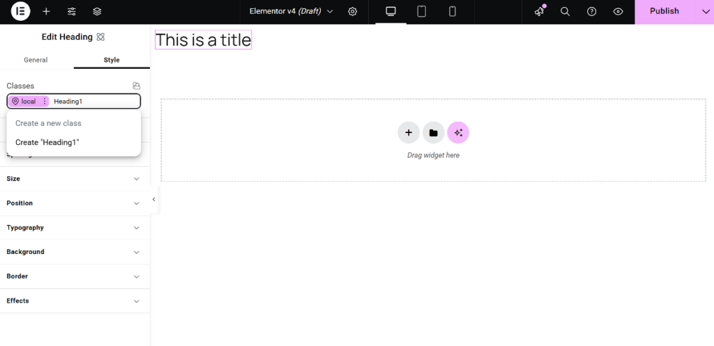 Elementor v4 css classes