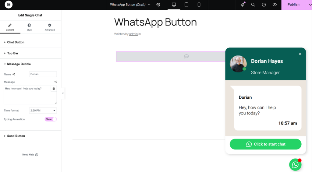 Floating button in Elementor