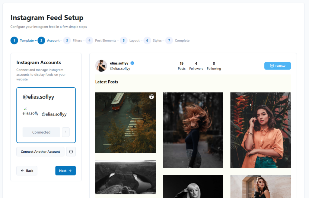 Instagram account feed type