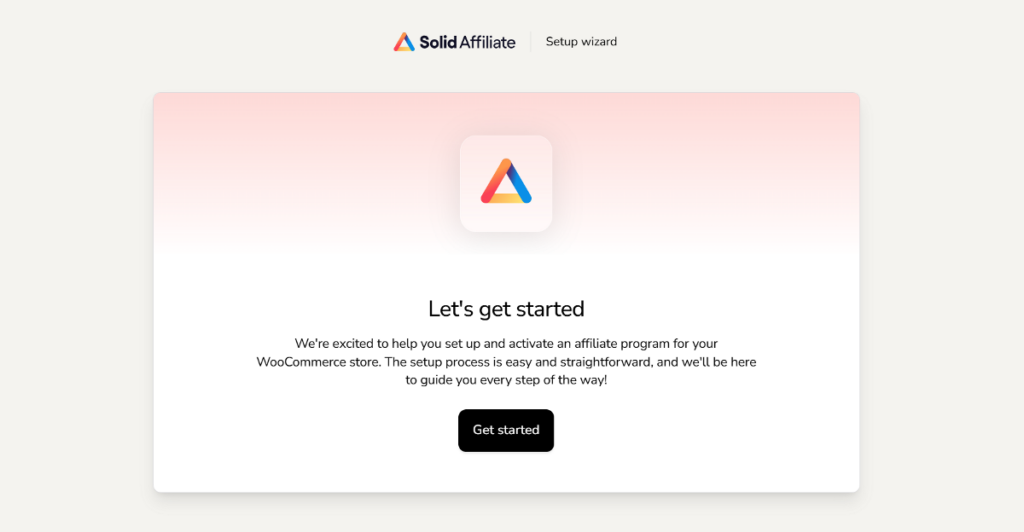 solid affiliate setup wizard start