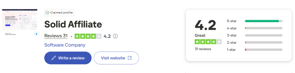 Solid Affiliate Trustpilot reviews