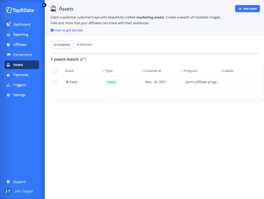 Tapfiliate assets management