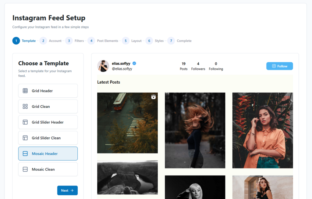 templates offered by Elevated Instagram Feed